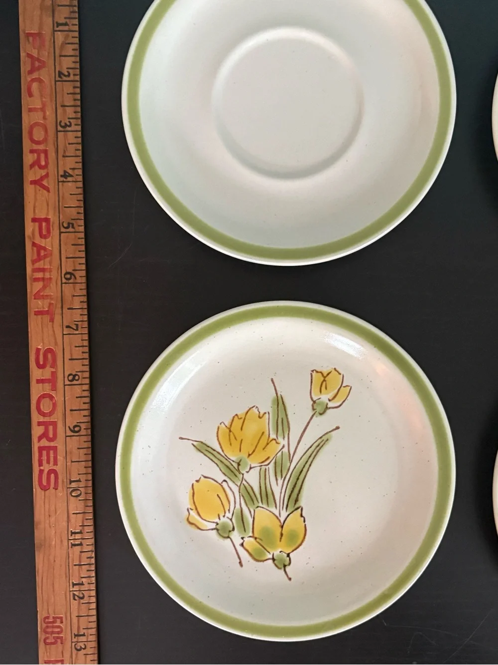 Stoney Brook Stoneware 6” Plates with Yellow Floral Design